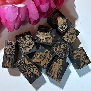 Newspaper Block Stamps Typesetting Stamps Vintage Wood Block Typesetting